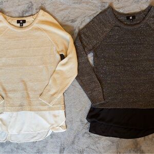 Women's Sweater Set - Cream and Gray